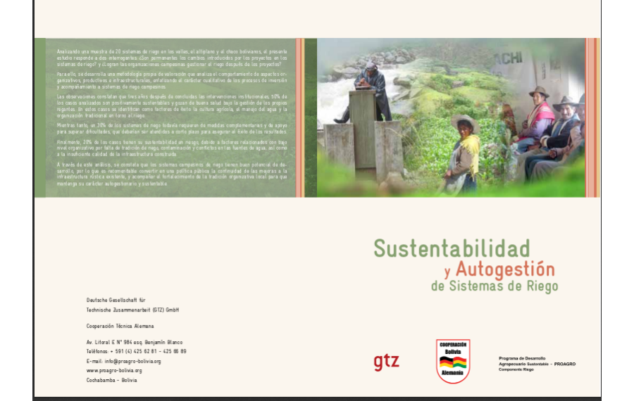 Sustentabilidad y Autogestion del Sistema de Riego