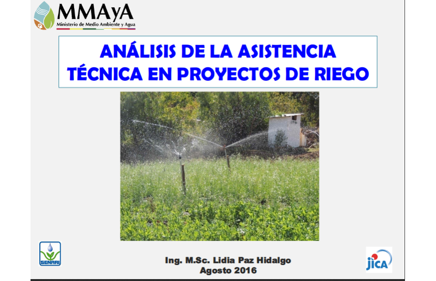 ANÁLISIS DE LA ASISTENCIA TÉCNICA EN PROYECTOS DE RIEGO
