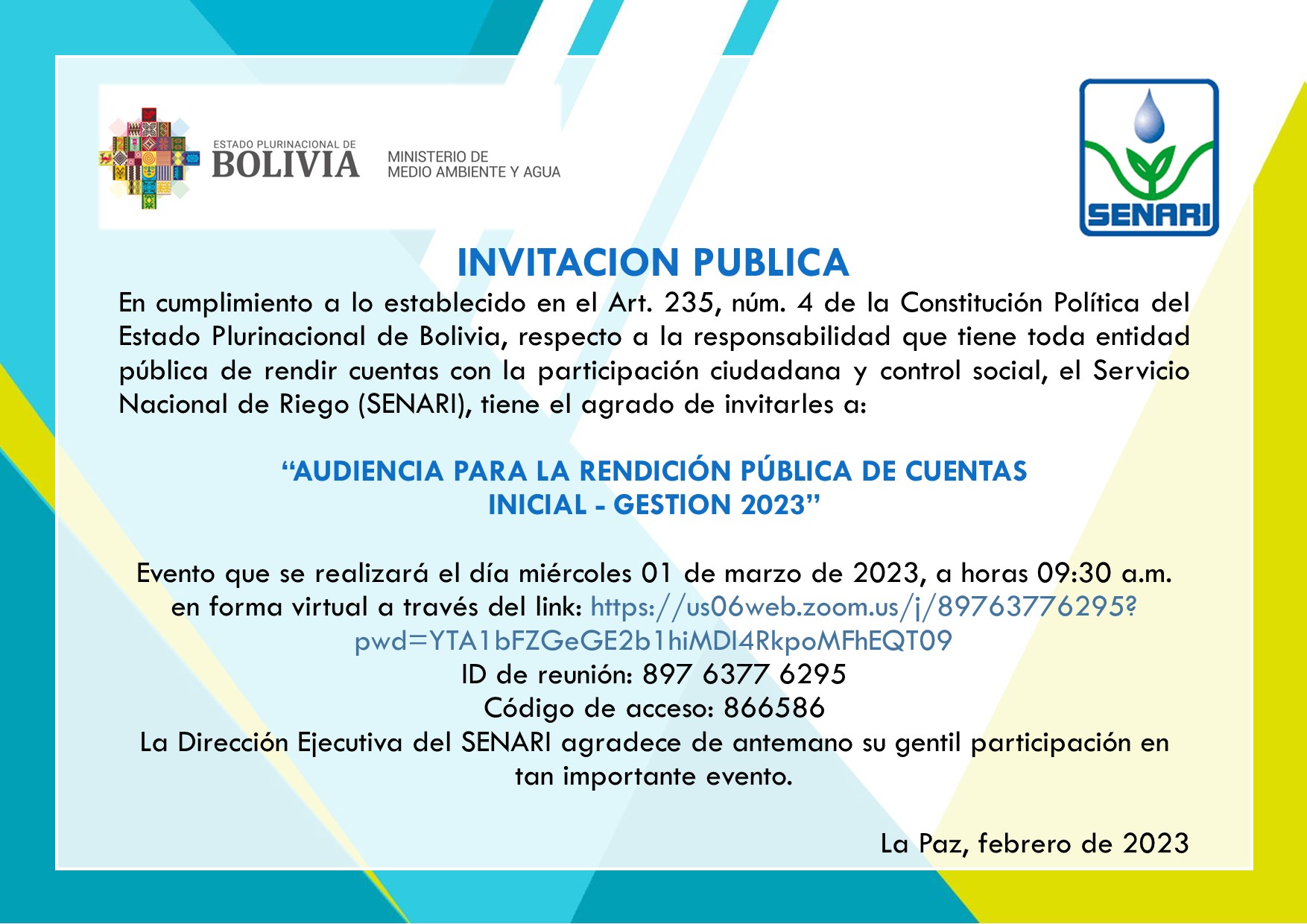 RENDICION PUBLICA DE CUENTAS INICIAL GESTION – 2023